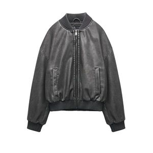 Zara Washed Effect Bomber Jacket